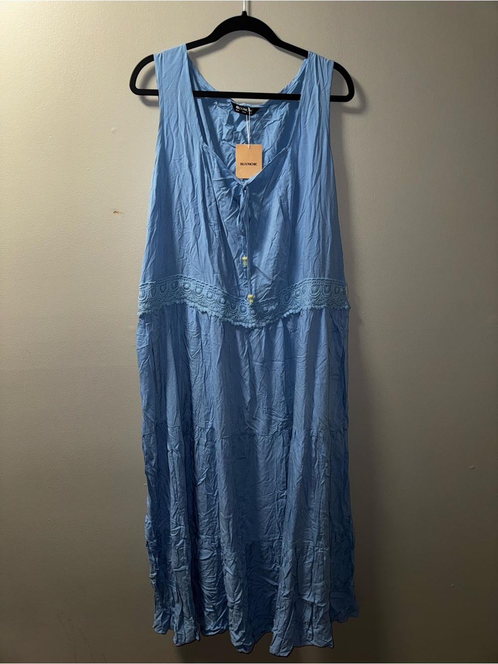 BloomChic 26 4X Light Blue Sleeveless crochet/Lace-Trim Dress